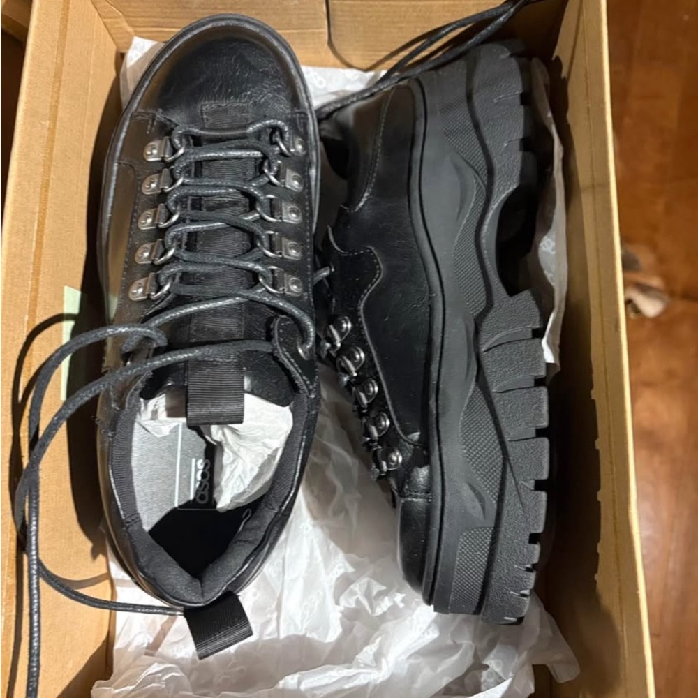 ASOS Black Chunky Lace-Up Boots
